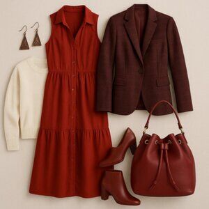 🍂 Sundance Rust-Red Maxi Dress – Size XL 🍂